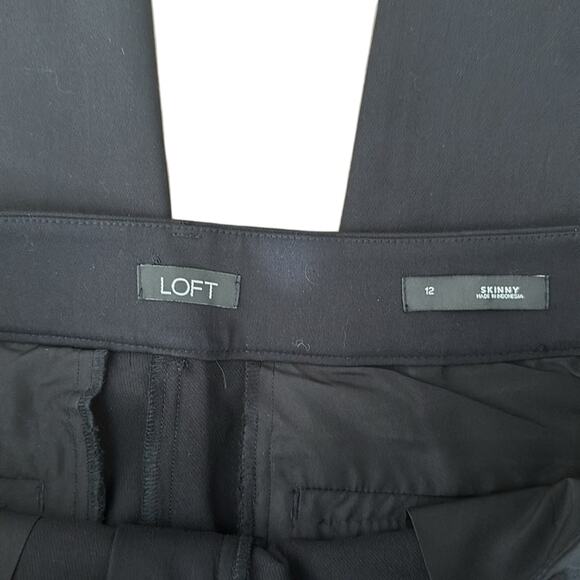 Loft Pant Skinny Leg Black Silver Stripe Size 12 - Picture 2 of 7